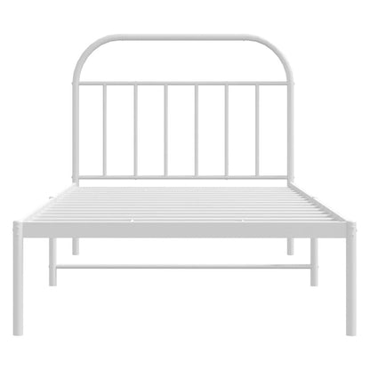 vidaXL Metal Bed Frame without Mattress with Headboard White 100x200cm 6