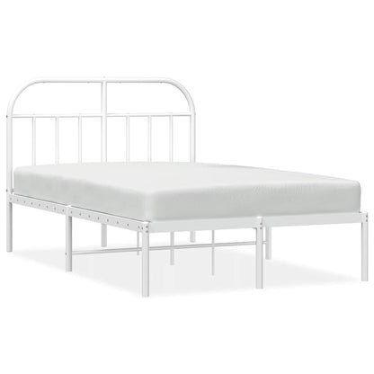 vidaXL Metal Bed Frame without Mattress with Headboard White 120x200cm 2