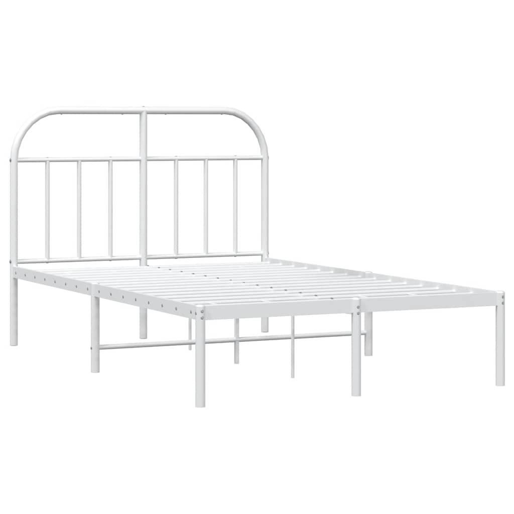 vidaXL Metal Bed Frame without Mattress with Headboard White 120x200cm 3