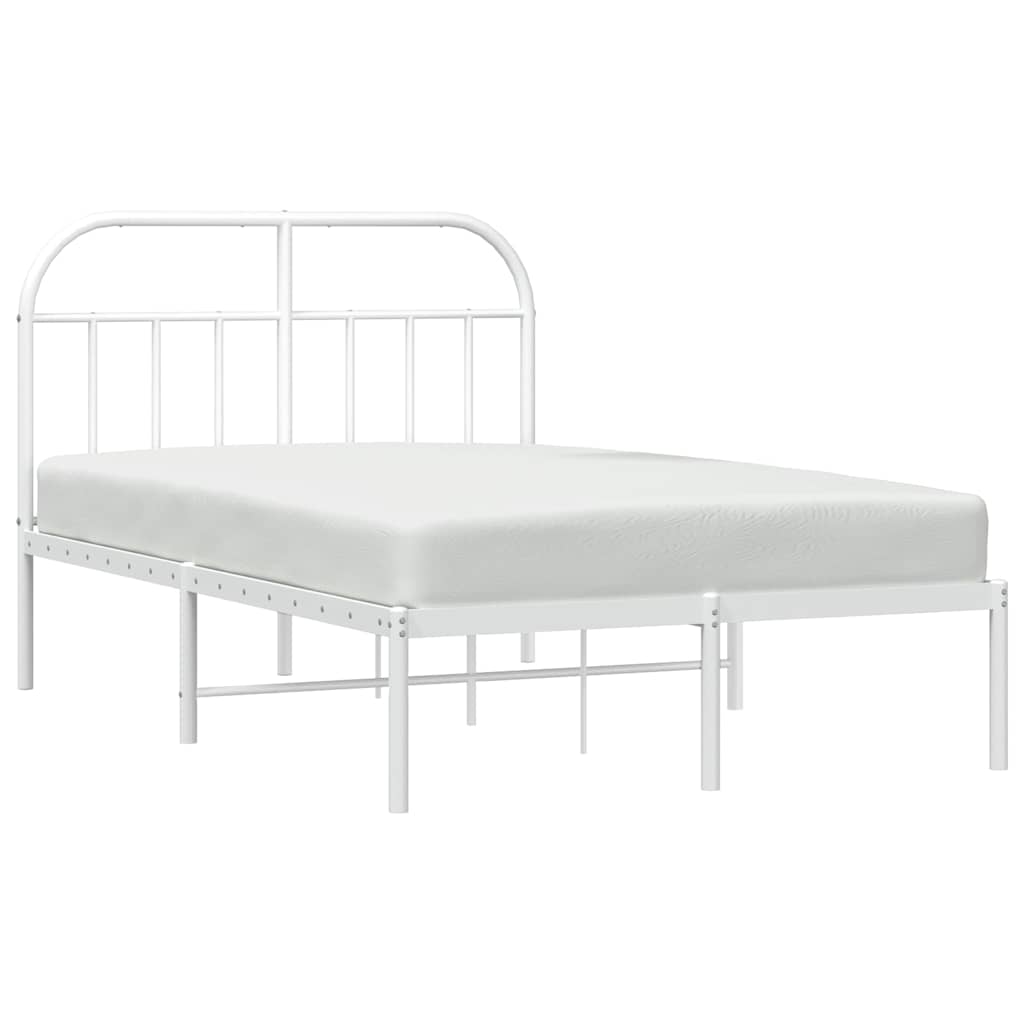 vidaXL Metal Bed Frame without Mattress with Headboard White 120x200cm 5