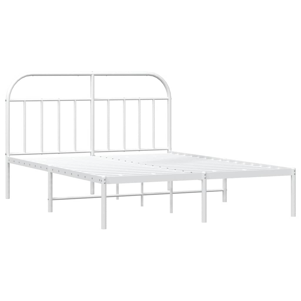 vidaXL Metal Bed Frame without Mattress with Headboard White 140x190cm 3