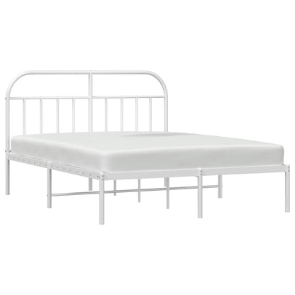 vidaXL Metal Bed Frame without Mattress with Headboard White 140x190cm 5