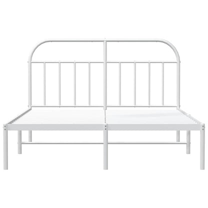 vidaXL Metal Bed Frame without Mattress with Headboard White 140x190cm 6