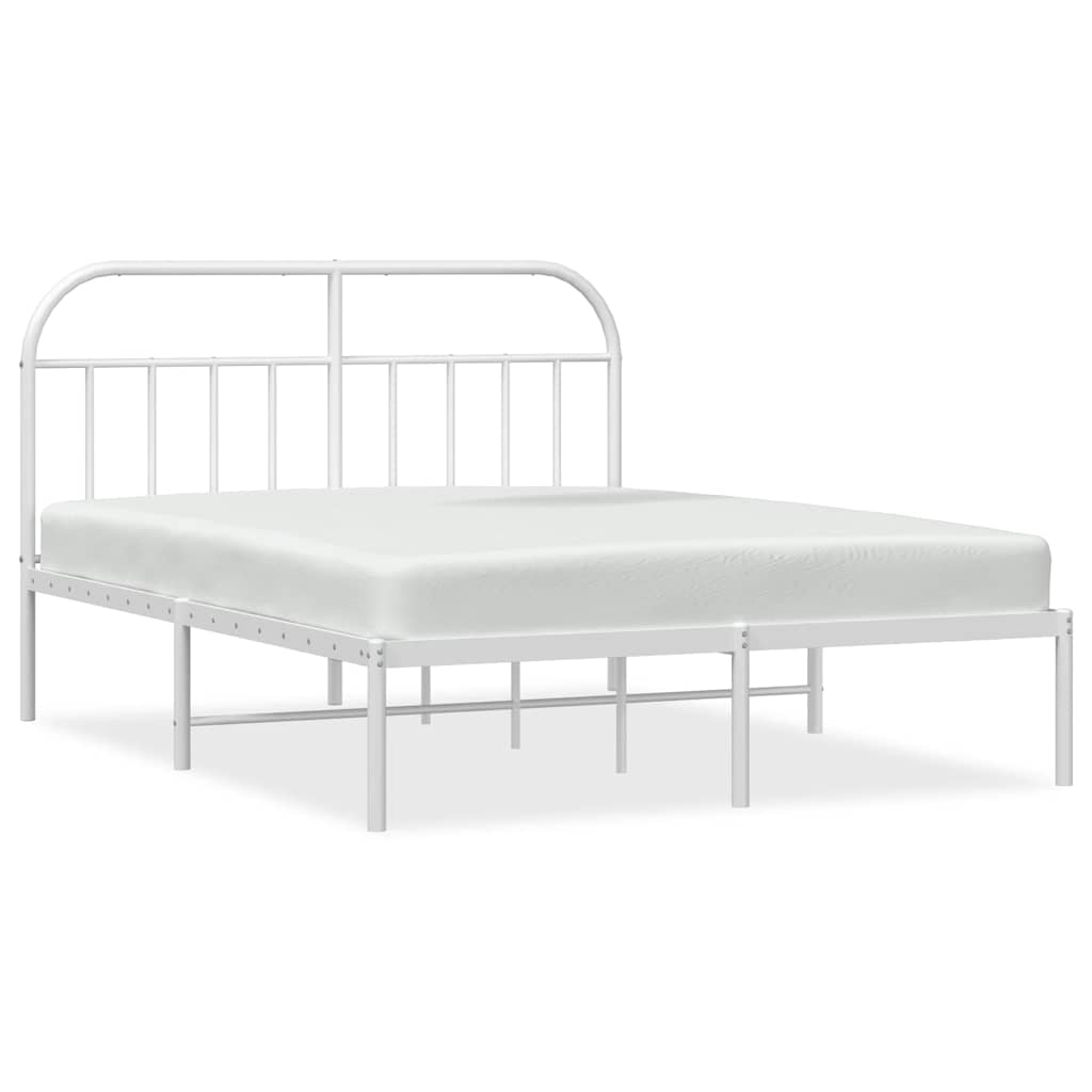 vidaXL Metal Bed Frame without Mattress with Headboard White 183x213cm 2