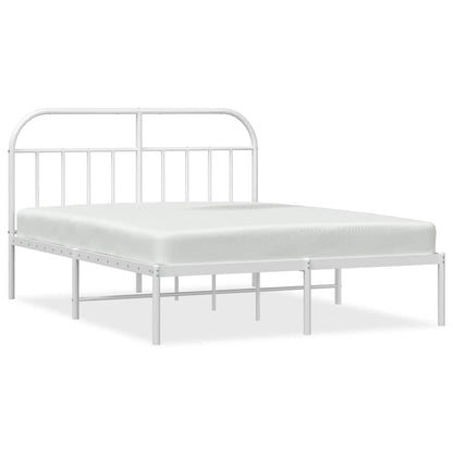 vidaXL Metal Bed Frame without Mattress with Headboard White 183x213cm 2