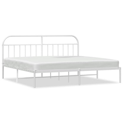 vidaXL Metal Bed Frame without Mattress with Headboard White 193x203cm 2