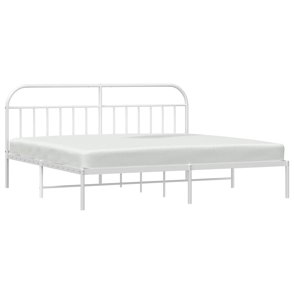vidaXL Metal Bed Frame without Mattress with Headboard White 193x203cm 5