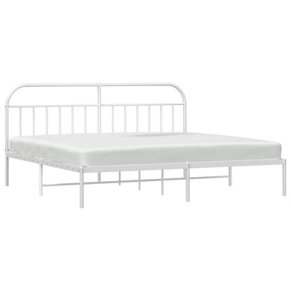 vidaXL Metal Bed Frame without Mattress with Headboard White 193x203cm 5