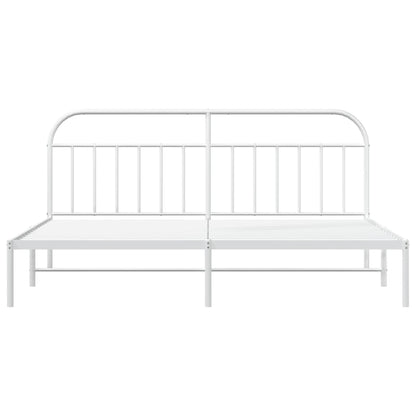 vidaXL Metal Bed Frame without Mattress with Headboard White 193x203cm 6