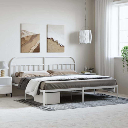 vidaXL Metal Bed Frame without Mattress with Headboard White 193x203cm 1