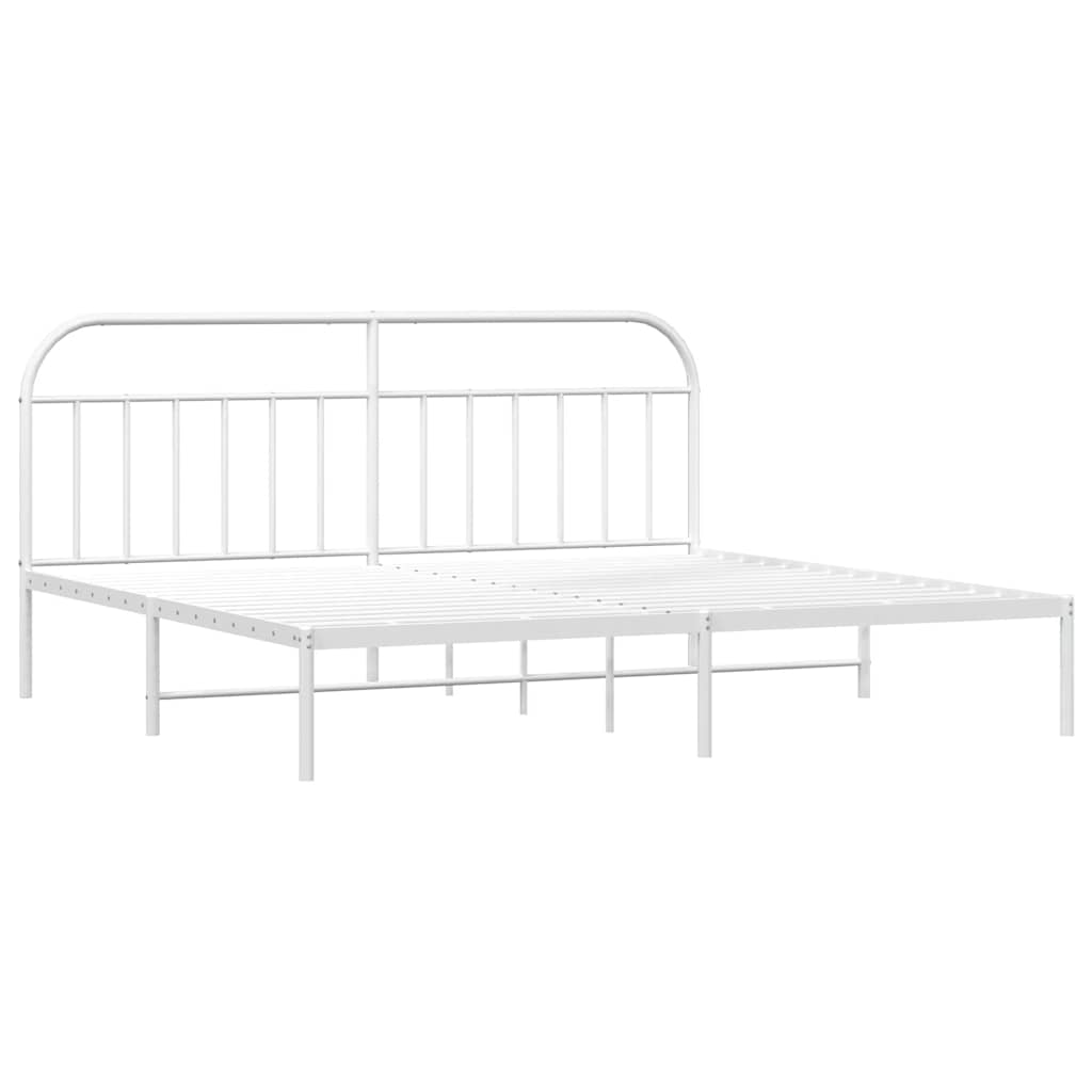 vidaXL Metal Bed Frame without Mattress with Headboard White 200x200cm 4