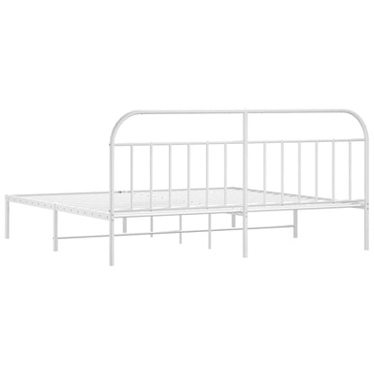 vidaXL Metal Bed Frame without Mattress with Headboard White 200x200cm 6