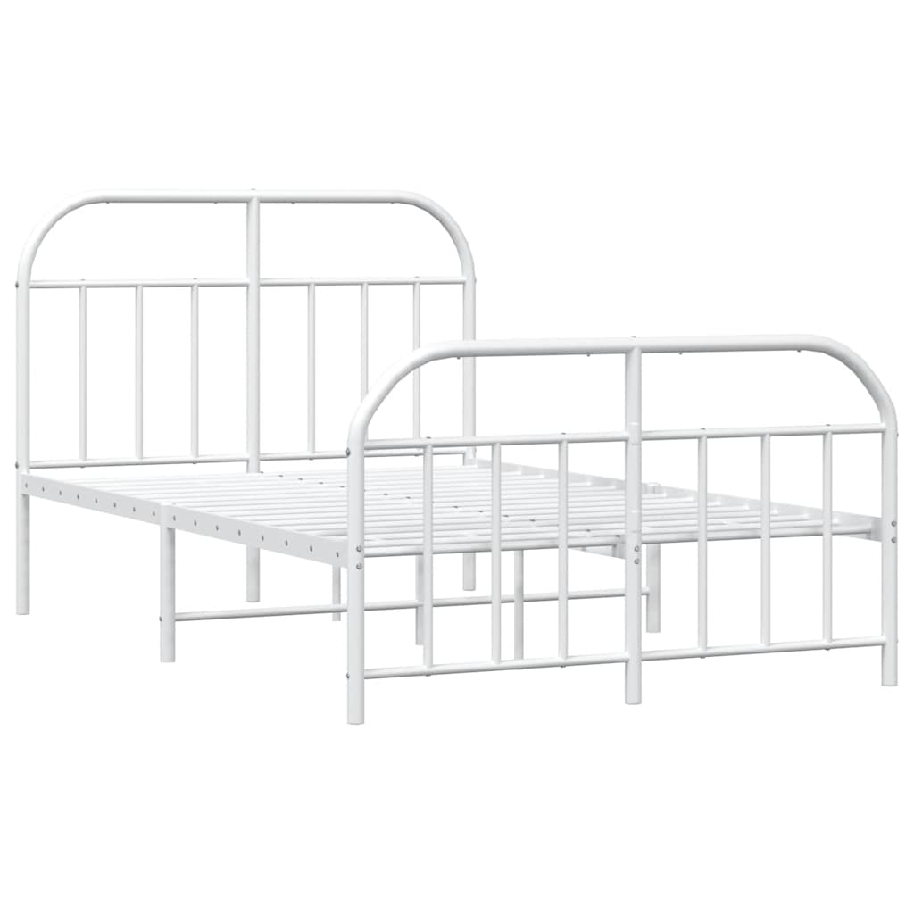 vidaXL Metal Bed Frame without Mattress with Footboard White 120x200cm 3