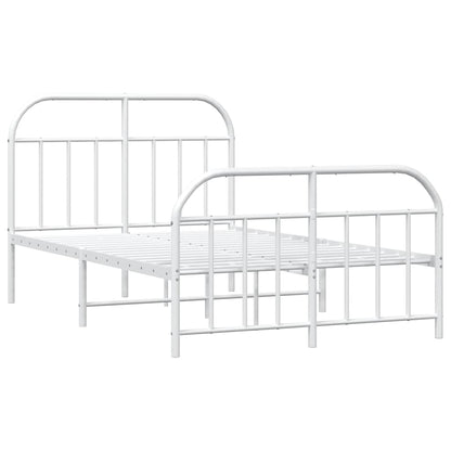 vidaXL Metal Bed Frame without Mattress with Footboard White 120x200cm 3