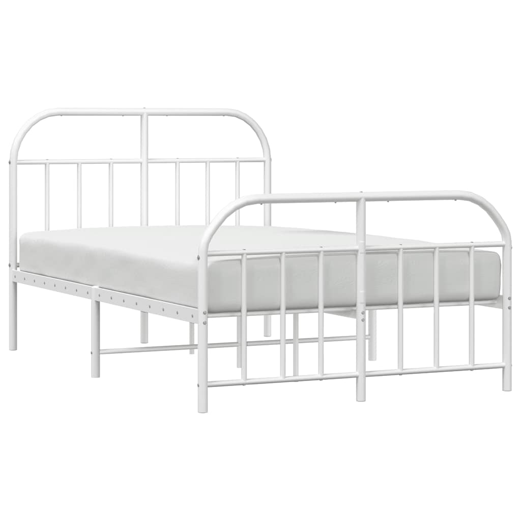 vidaXL Metal Bed Frame without Mattress with Footboard White 120x200cm 5