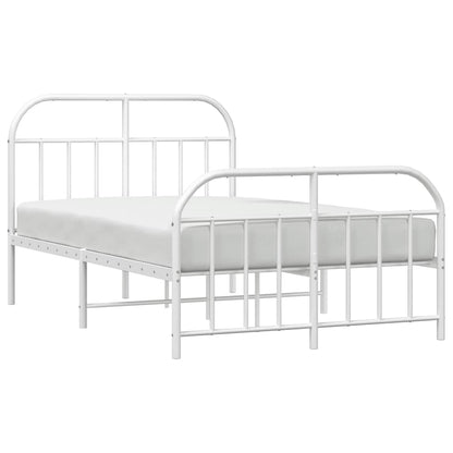 vidaXL Metal Bed Frame without Mattress with Footboard White 120x200cm 5