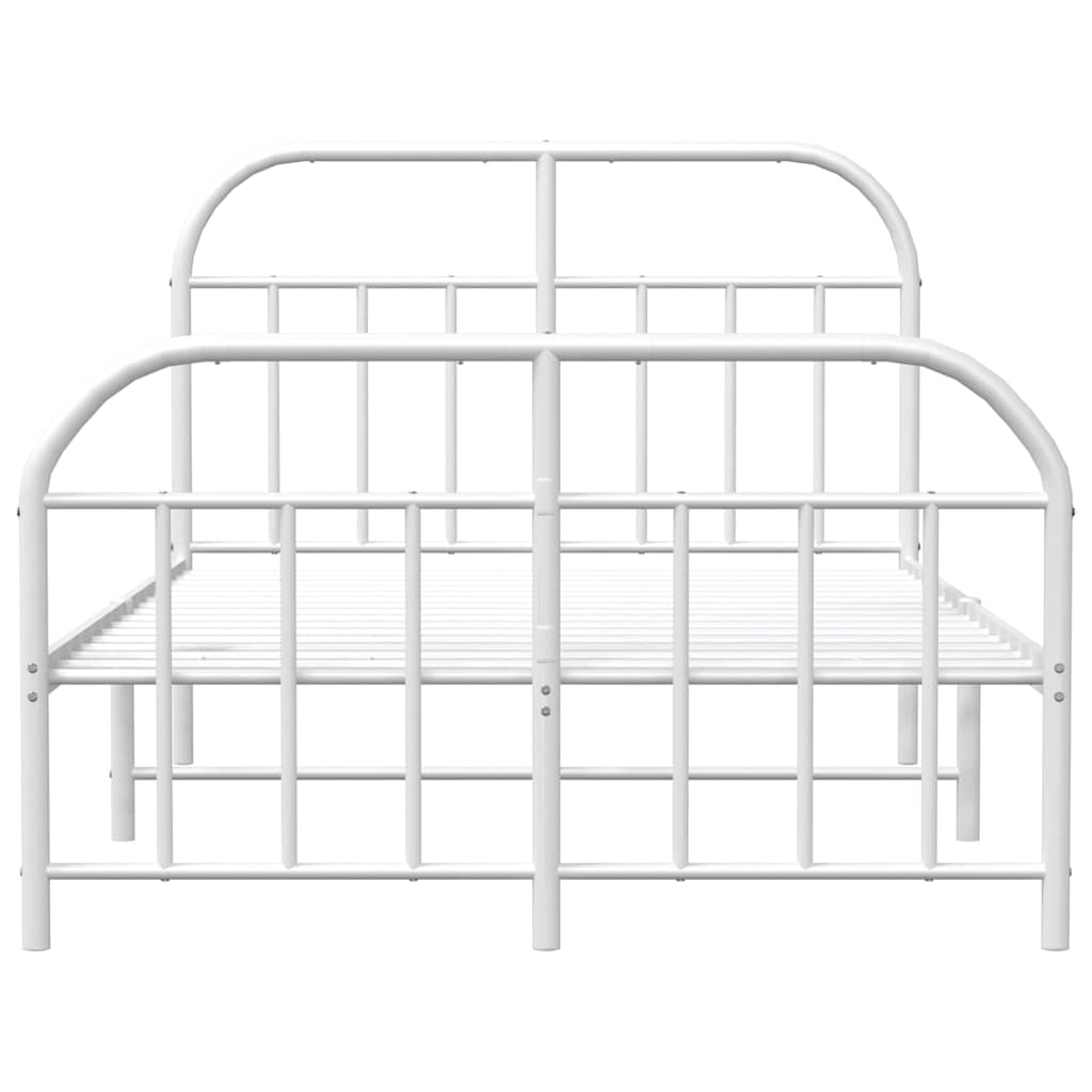 vidaXL Metal Bed Frame without Mattress with Footboard White 120x200cm 6