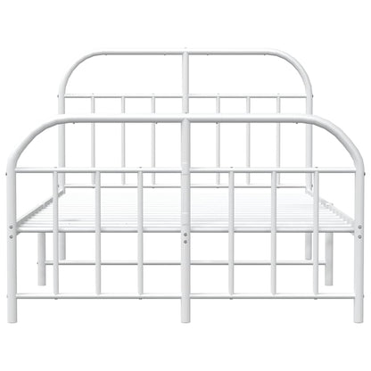 vidaXL Metal Bed Frame without Mattress with Footboard White 120x200cm 6