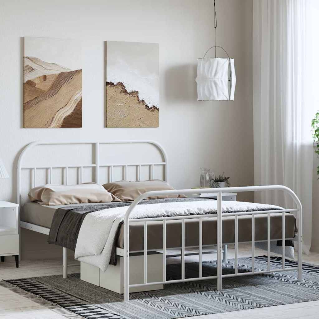 vidaXL Bed Frame | White | Steel | Double bed | Bed Frame | Rectangular 1