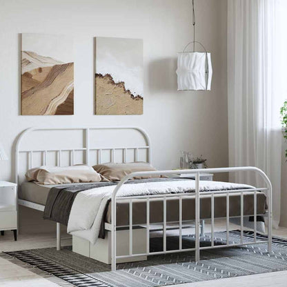 vidaXL Bed Frame | White | Steel | Double bed | Bed Frame | Rectangular 1