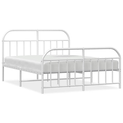vidaXL Metal Bed Frame without Mattress with Footboard White 140x200cm 2