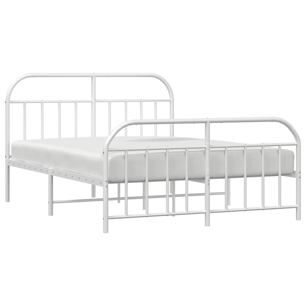 vidaXL Metal Bed Frame without Mattress with Footboard White 140x200cm 5