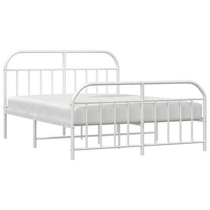 vidaXL Metal Bed Frame without Mattress with Footboard White 140x200cm 5