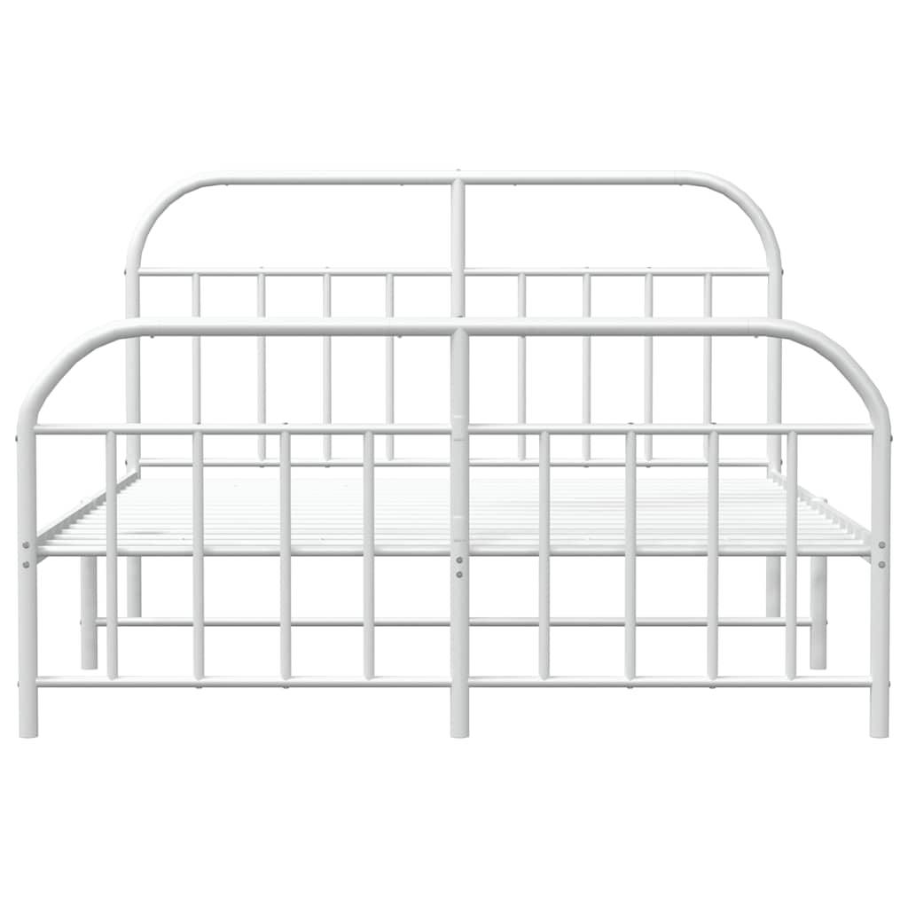 vidaXL Metal Bed Frame without Mattress with Footboard White 140x200cm 6