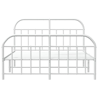 vidaXL Metal Bed Frame without Mattress with Footboard White 140x200cm 6