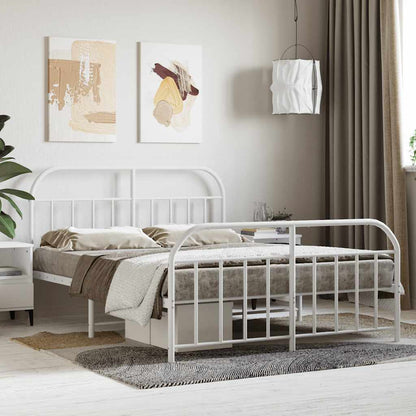 vidaXL Metal Bed Frame without Mattress with Footboard White 140x200cm 1