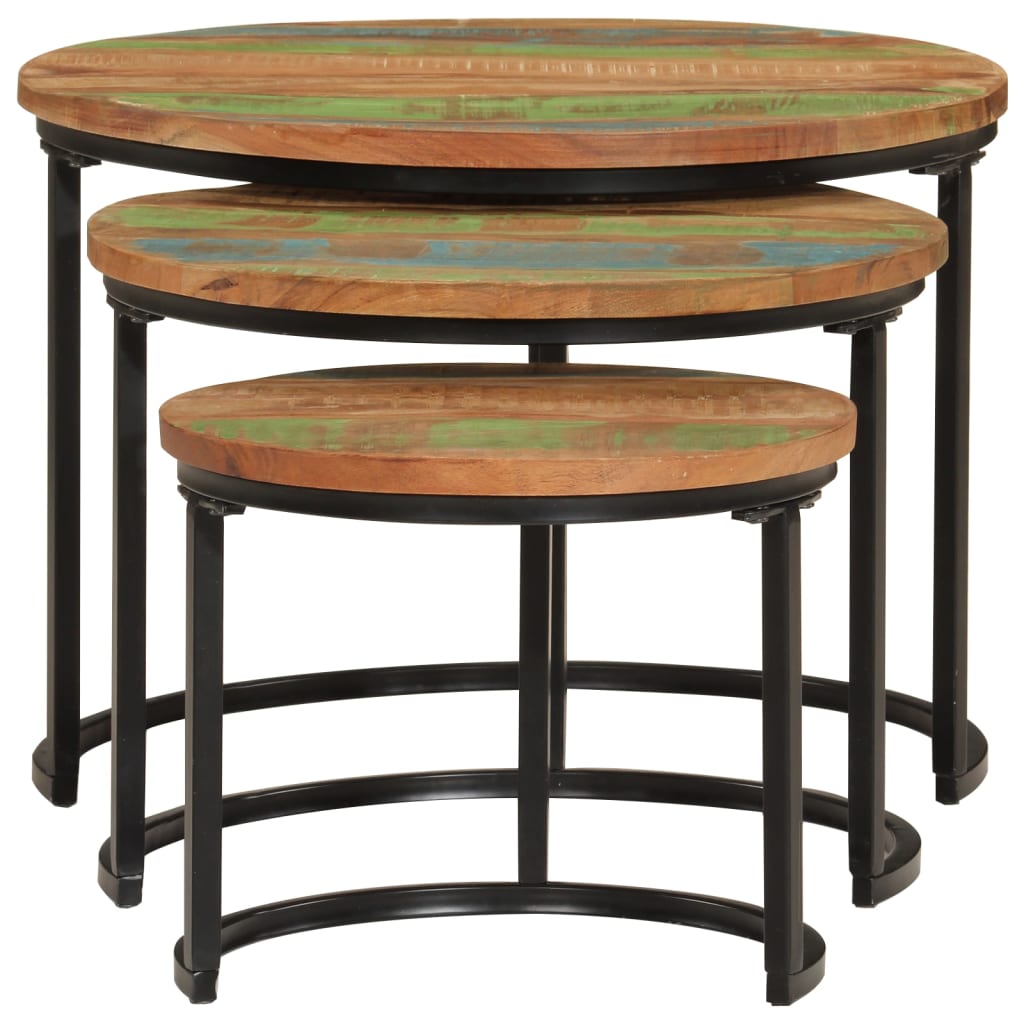 vidaXL Nesting Tables 3 pcs Solid Wood Reclaimed 4