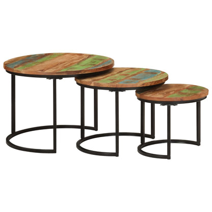 Nesting Tables Ø 35 x 29 cm Solid reclaimed wood 3