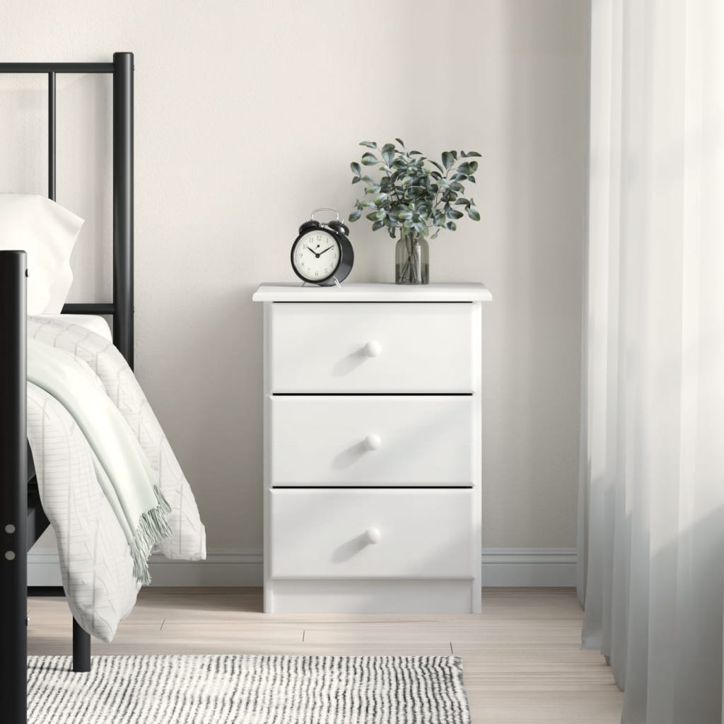 vidaXL Bedside Cabinet ALTA White 41x35x55.5 cm Solid Wood Pine 1