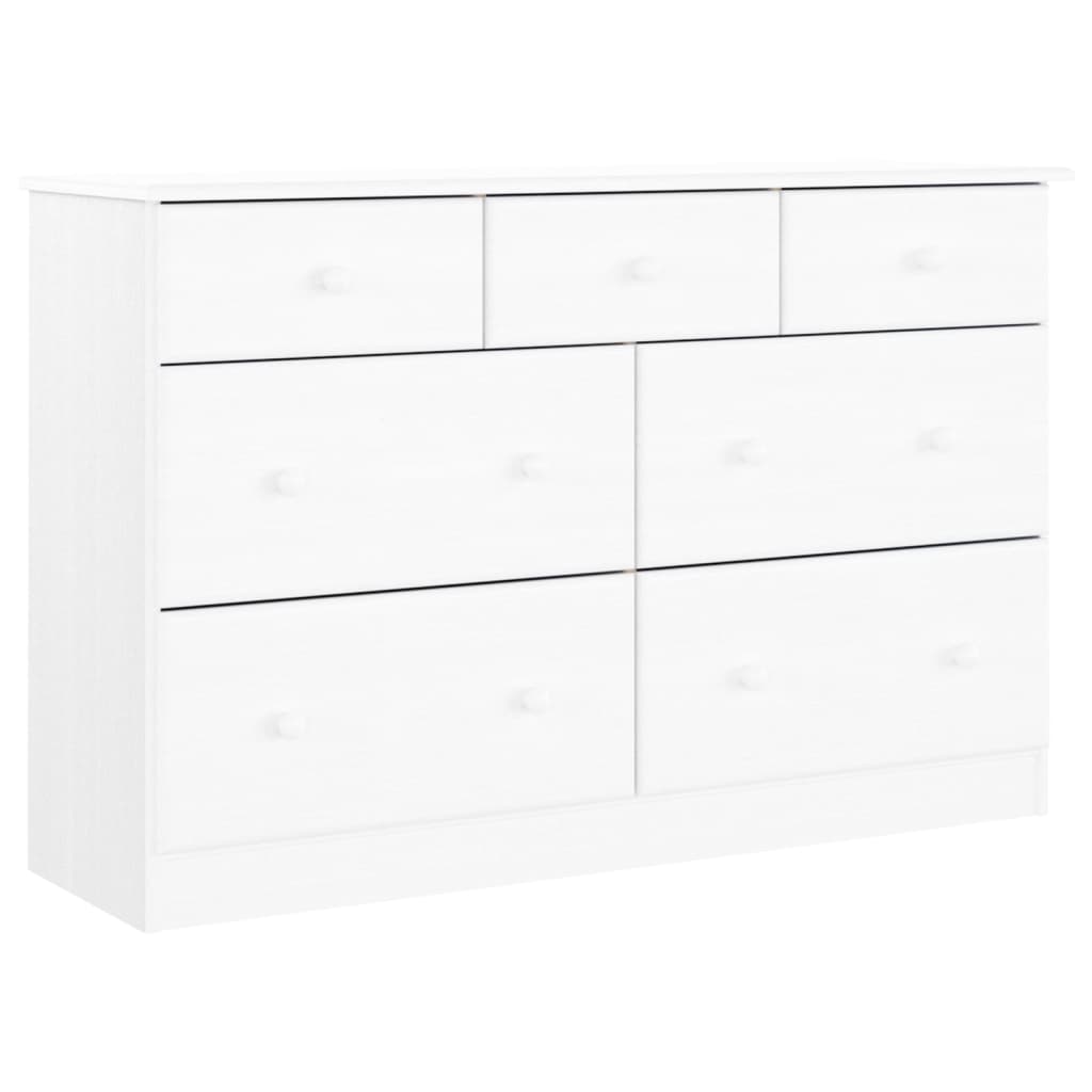 vidaXL Chest of Drawers ALTA White 112x35x73 cm Solid Wood Pine 2