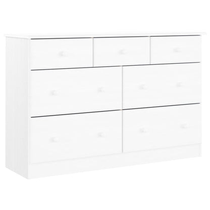 vidaXL Chest of Drawers ALTA White 112x35x73 cm Solid Wood Pine 2