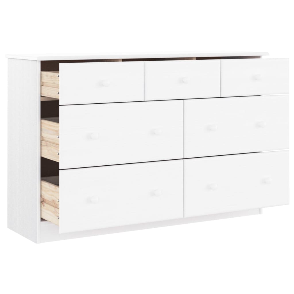 vidaXL Chest of Drawers ALTA White 112x35x73 cm Solid Wood Pine 3