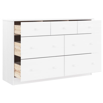 vidaXL Chest of Drawers ALTA White 112x35x73 cm Solid Wood Pine 3