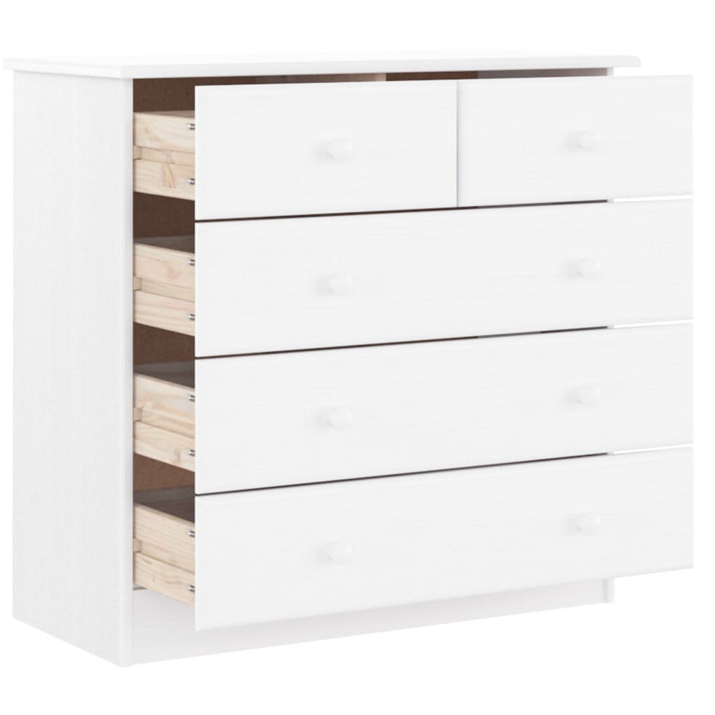 vidaXL Chest of Drawers ALTA White 77x35x73 cm Solid Wood Pine 3