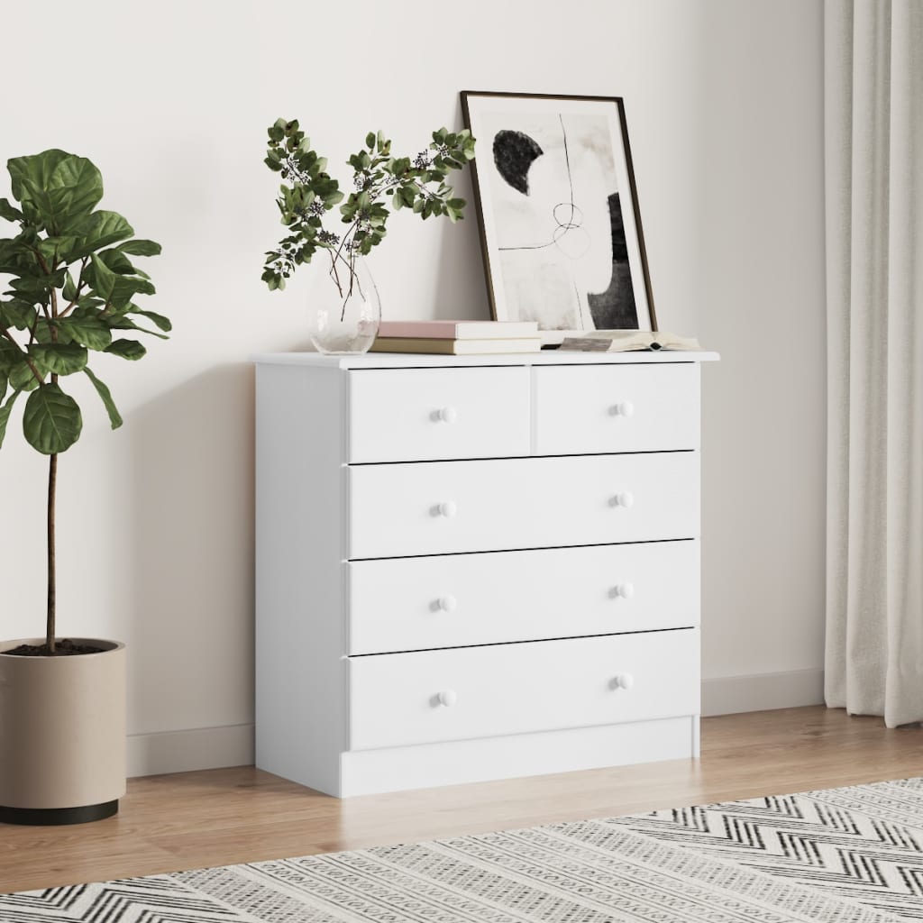 vidaXL Chest of Drawers ALTA White 77x35x73 cm Solid Wood Pine 1