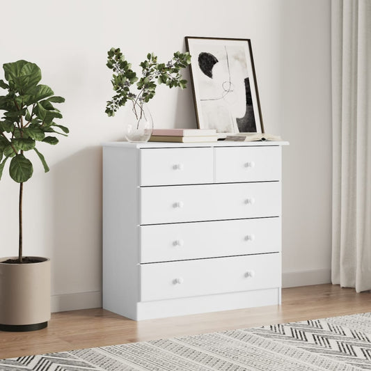 vidaXL Chest of Drawers ALTA White 77x35x73 cm Solid Wood Pine 1