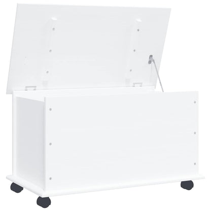 vidaXL Storage Chest with Wheels ALTA White 73x39.5x43 cm Solid Wood Pine 2