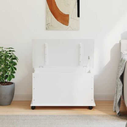 vidaXL Storage Chest with Wheels ALTA White 73x39.5x43 cm Solid Wood Pine 3