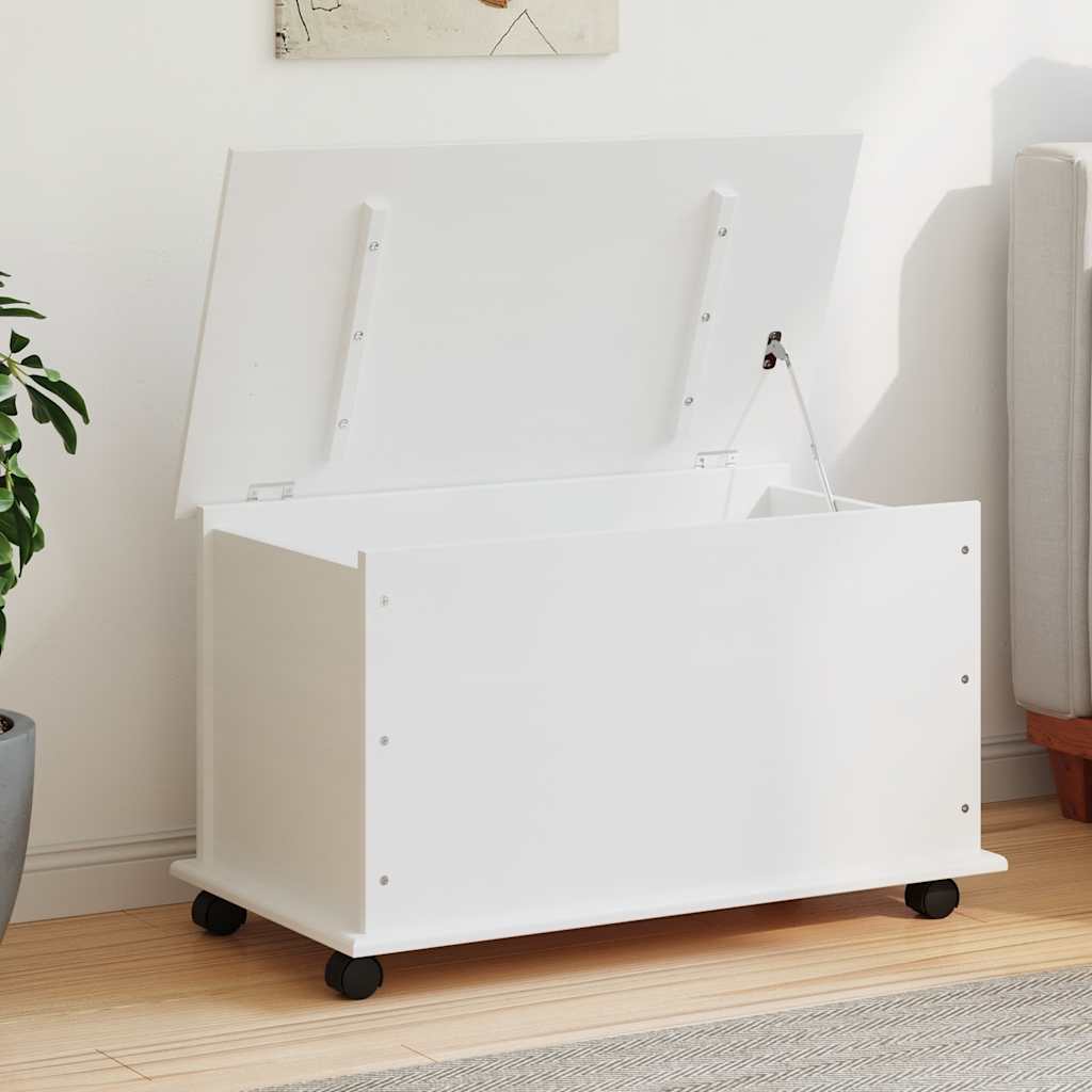 vidaXL Storage Chest with Wheels ALTA White 73x39.5x43 cm Solid Wood Pine 1
