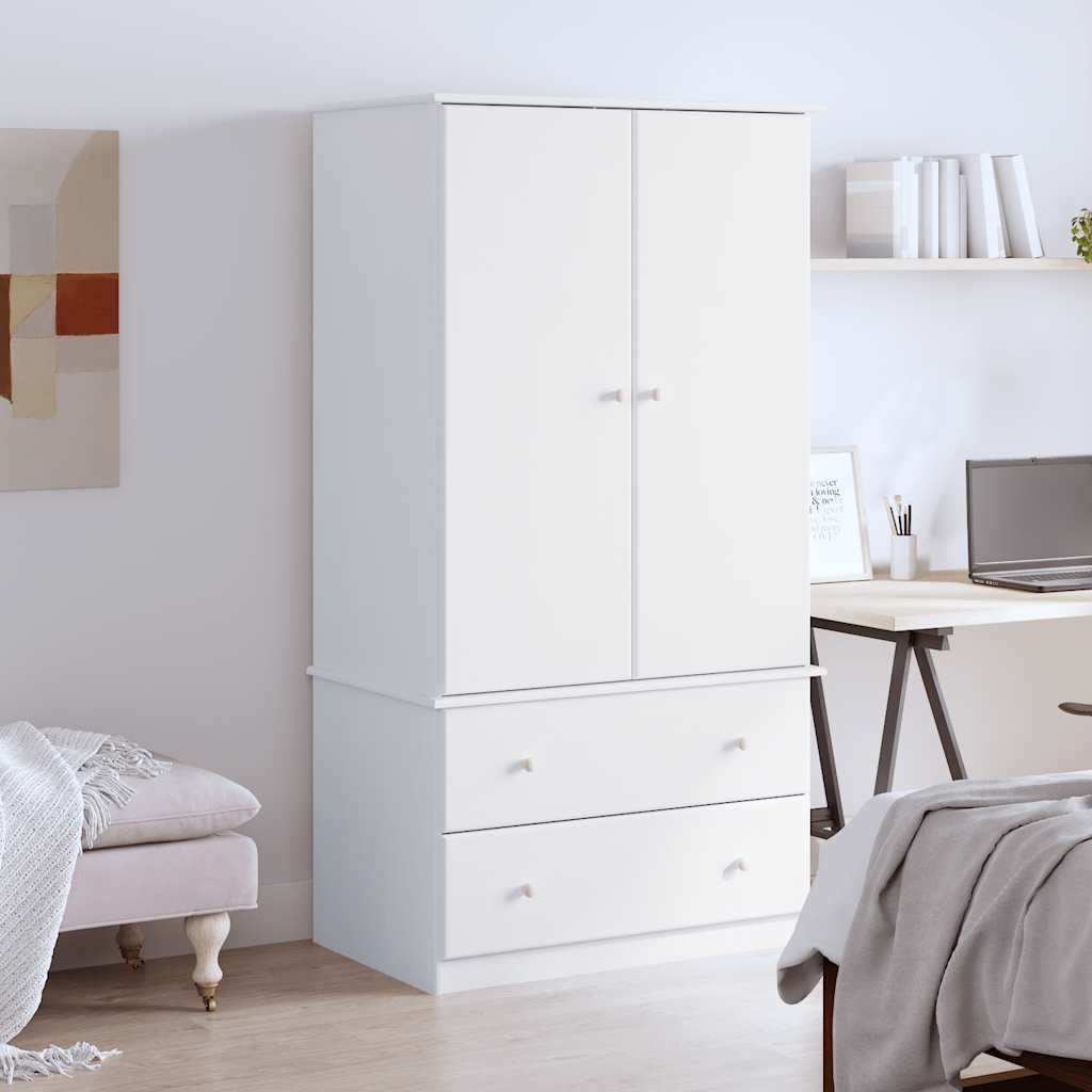 vidaXL Wardrobe ALTA White 90x55x170 cm Solid Wood Pine 1
