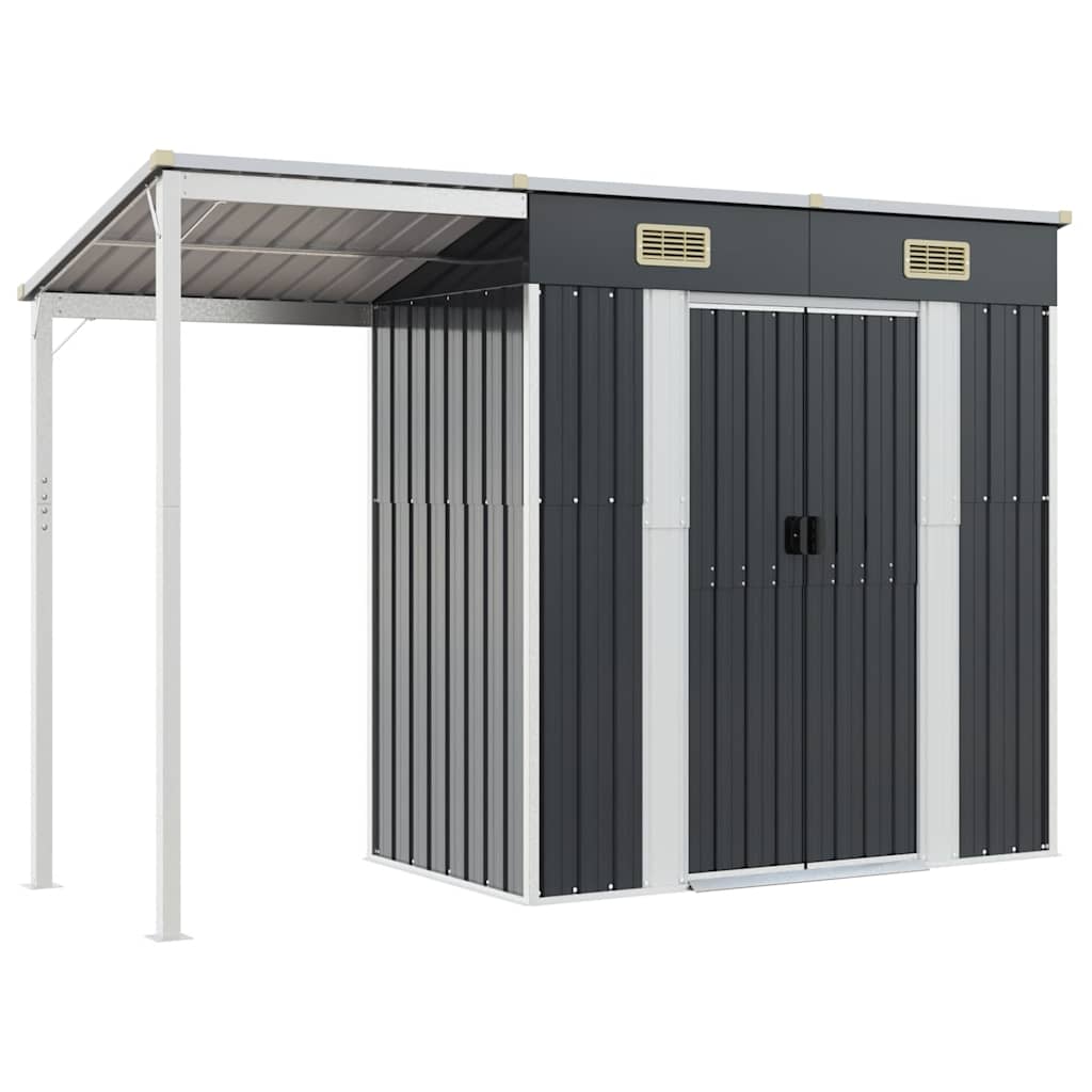 vidaXL Garden Shed with Extended Roof Anthracite 277x107x181 cm Steel 2