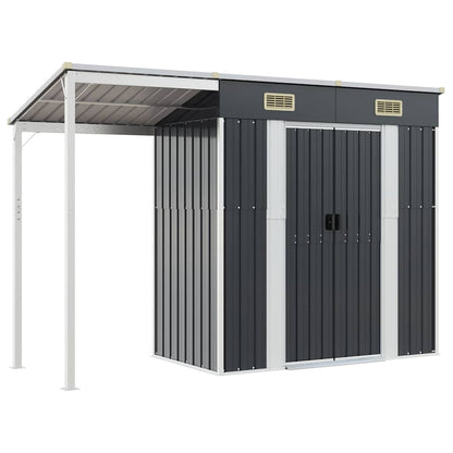 vidaXL Garden Shed with Extended Roof Anthracite 277x107x181 cm Steel 2