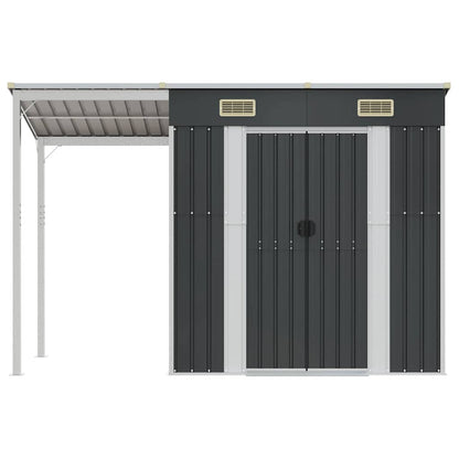 vidaXL Garden Shed with Extended Roof Anthracite 277x107x181 cm Steel 3
