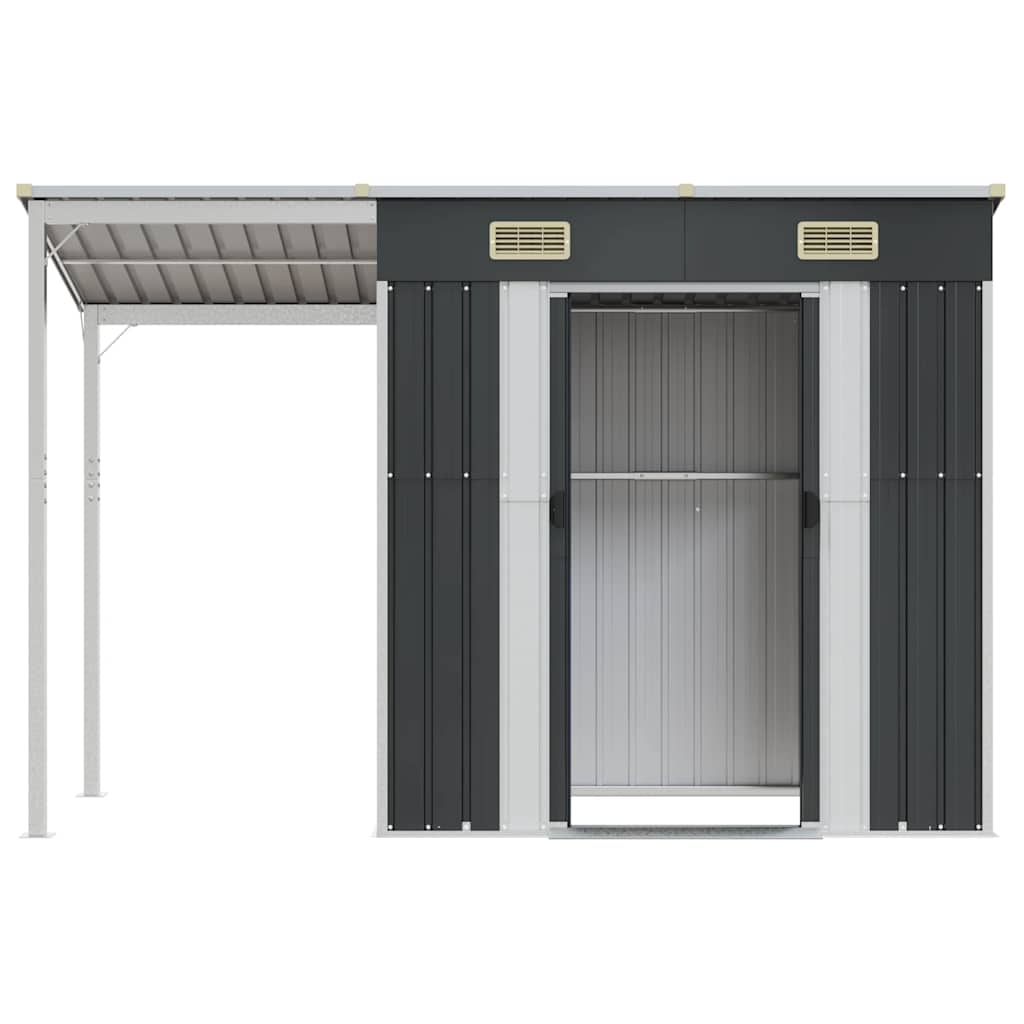 vidaXL Garden Shed with Extended Roof Anthracite 277x107x181 cm Steel 4