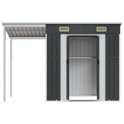 vidaXL Garden Shed with Extended Roof Anthracite 277x107x181 cm Steel 4