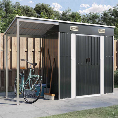 vidaXL Garden Shed with Extended Roof Anthracite 277x107x181 cm Steel 1